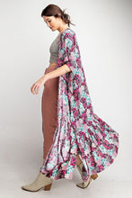 Load image into Gallery viewer, Rayon Challis Ruffle Bottom Maxi Open Kimono