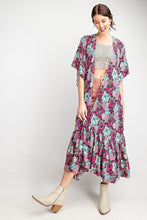 Load image into Gallery viewer, Rayon Challis Ruffle Bottom Maxi Open Kimono