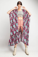 Load image into Gallery viewer, Rayon Challis Ruffle Bottom Maxi Open Kimono