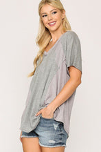 Load image into Gallery viewer, Rib Knit Mixed Dolman Sleeve Top With Round Hem
