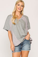 Load image into Gallery viewer, Rib Knit Mixed Dolman Sleeve Top With Round Hem