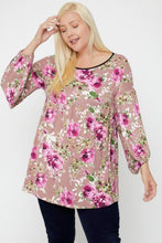 Load image into Gallery viewer, Floral, Bubble Sleeve Tunic