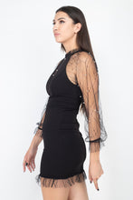 Load image into Gallery viewer, Pearl Trim Mesh Bodycon Dress