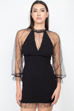 Load image into Gallery viewer, Pearl Trim Mesh Bodycon Dress