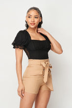 Load image into Gallery viewer, Luxe Polkadot Stretch Mesh Puff Sleeve Bodysuit