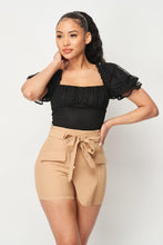 Load image into Gallery viewer, Luxe Polkadot Stretch Mesh Puff Sleeve Bodysuit