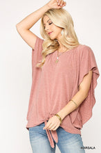 Load image into Gallery viewer, Leopard Jacquard Knit Jersey Top With Front Tie, Ruffled Sleeve