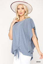 Load image into Gallery viewer, Leopard Jacquard Knit Jersey Top With Front Tie, Ruffled Sleeve