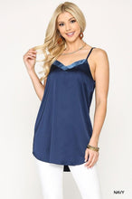 Load image into Gallery viewer, Velvet Mixed Adjustable Strap Round Hem Camisole