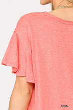 Load image into Gallery viewer, Solid Round Neck Frill Sleeve Top With Scoop Hem