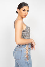 Load image into Gallery viewer, Plaid Hook &amp; Eye Sweetheart Crop Top
