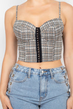 Load image into Gallery viewer, Plaid Hook &amp; Eye Sweetheart Crop Top
