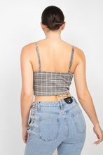 Load image into Gallery viewer, Plaid Hook &amp; Eye Sweetheart Crop Top