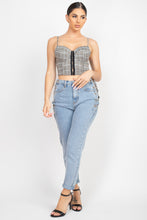 Load image into Gallery viewer, Plaid Hook &amp; Eye Sweetheart Crop Top