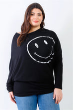 Load image into Gallery viewer, Plus Smile Front Print Flannel Dolman Sleeve Top