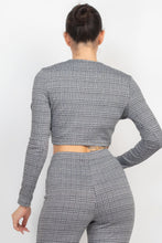 Load image into Gallery viewer, Plaid Cut-out Long Sleeve Top &amp; Pants Set