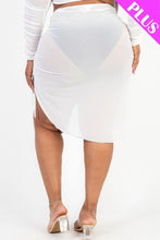 Load image into Gallery viewer, Plus Sexy Sheer Mesh Drawstring Ruched Skirt