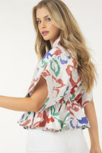 Load image into Gallery viewer, Floral Print Short Sleeve Top With Waist Tie