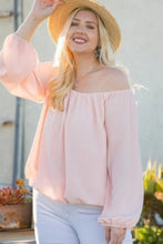 Load image into Gallery viewer, Off Shoulder Long Bubble Sleeve Solid Top