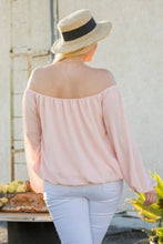 Load image into Gallery viewer, Off Shoulder Long Bubble Sleeve Solid Top