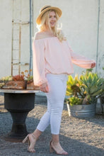 Load image into Gallery viewer, Off Shoulder Long Bubble Sleeve Solid Top