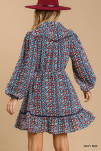 Load image into Gallery viewer, Collared neckline button down floral print dress with crochet trimmed details