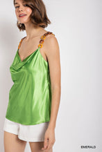 Load image into Gallery viewer, Cowl neck satin camisole with chain strap