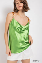 Load image into Gallery viewer, Cowl neck satin camisole with chain strap