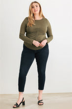 Load image into Gallery viewer, Plus Olive Ruched Long Sleeve Top