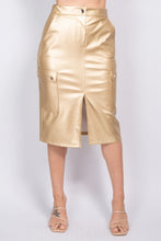 Load image into Gallery viewer, Faux Leather High-rise Cargo Skirt