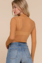 Load image into Gallery viewer, Long Sleeve Mock Neck Mesh Top