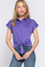 Load image into Gallery viewer, Short Slv Front Tie Stretch Ity  Top