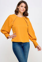 Load image into Gallery viewer, Raglan Long Sleeve Top With Back Neck Tie