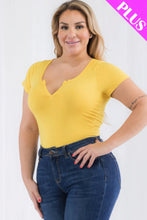 Load image into Gallery viewer, Plus Size Casual Split Neck Solid Short Sleeve Bodysuit