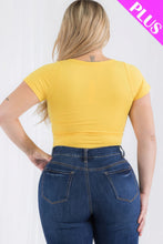 Load image into Gallery viewer, Plus Size Casual Split Neck Solid Short Sleeve Bodysuit