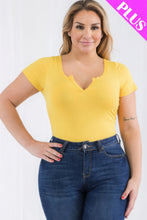 Load image into Gallery viewer, Plus Size Casual Split Neck Solid Short Sleeve Bodysuit