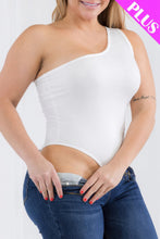 Load image into Gallery viewer, Plus size one shoulder solid casual bodysuit