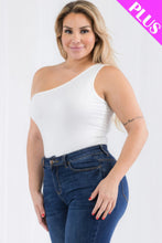 Load image into Gallery viewer, Plus size one shoulder solid casual bodysuit