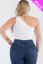 Load image into Gallery viewer, Plus size one shoulder solid casual bodysuit