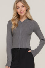 Load image into Gallery viewer, 2-way zip closure sweater hoodie cardigan