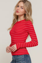 Load image into Gallery viewer, Long slv crew neck stripe sweater