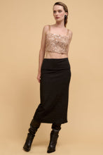 Load image into Gallery viewer, Floral sequins straight neck crop top
