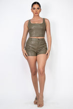 Load image into Gallery viewer, Faux Leather Square Zippered Crop Top