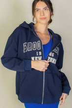 Load image into Gallery viewer, Graphic Drop Shoulder Zipper Up Hoodie