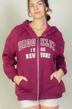 Load image into Gallery viewer, Graphic Drop Shoulder Zipper Up Hoodie