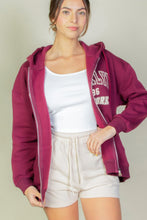 Load image into Gallery viewer, Graphic Drop Shoulder Zipper Up Hoodie