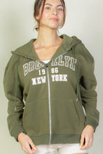 Load image into Gallery viewer, Graphic Drop Shoulder Zipper Up Hoodie
