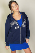 Load image into Gallery viewer, Graphic Drop Shoulder Zipper Up Hoodie