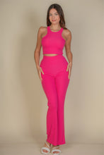 Load image into Gallery viewer, Ribbed Cropped Top And Bootcut Pants Sets