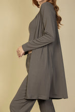 Load image into Gallery viewer, Flat Back Rib 3 Pieces Cami Top With Pants And Long Cardigan Set